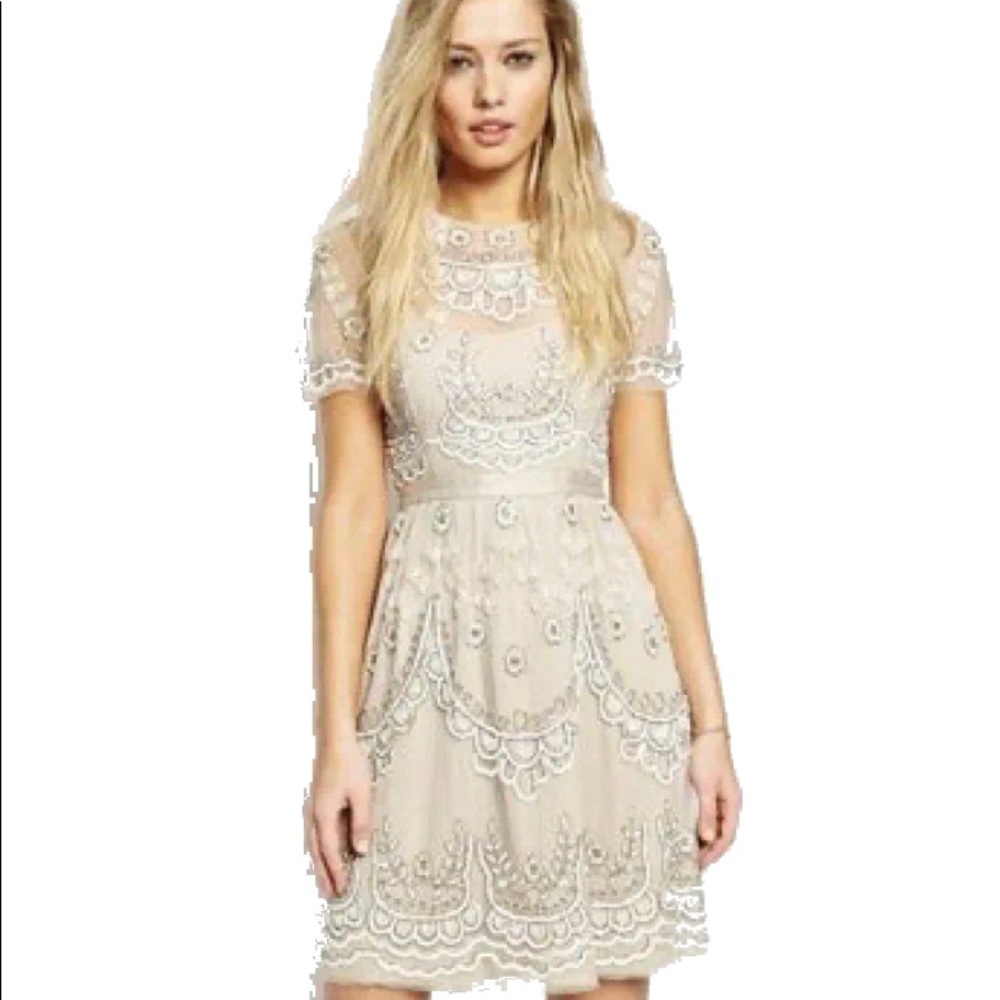 Needle and Thread BHLDN Embellished Cream Dress